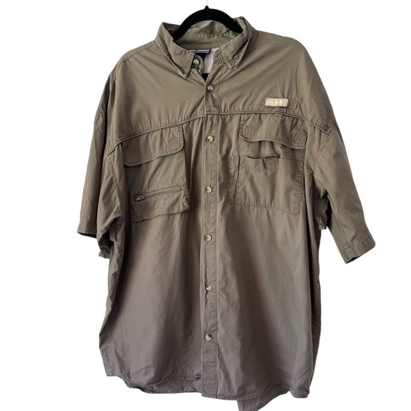Reel Legends Other - Reel Legends Beige Mesh Lined Button Front Fishing Shirt Men’s Size 2XL